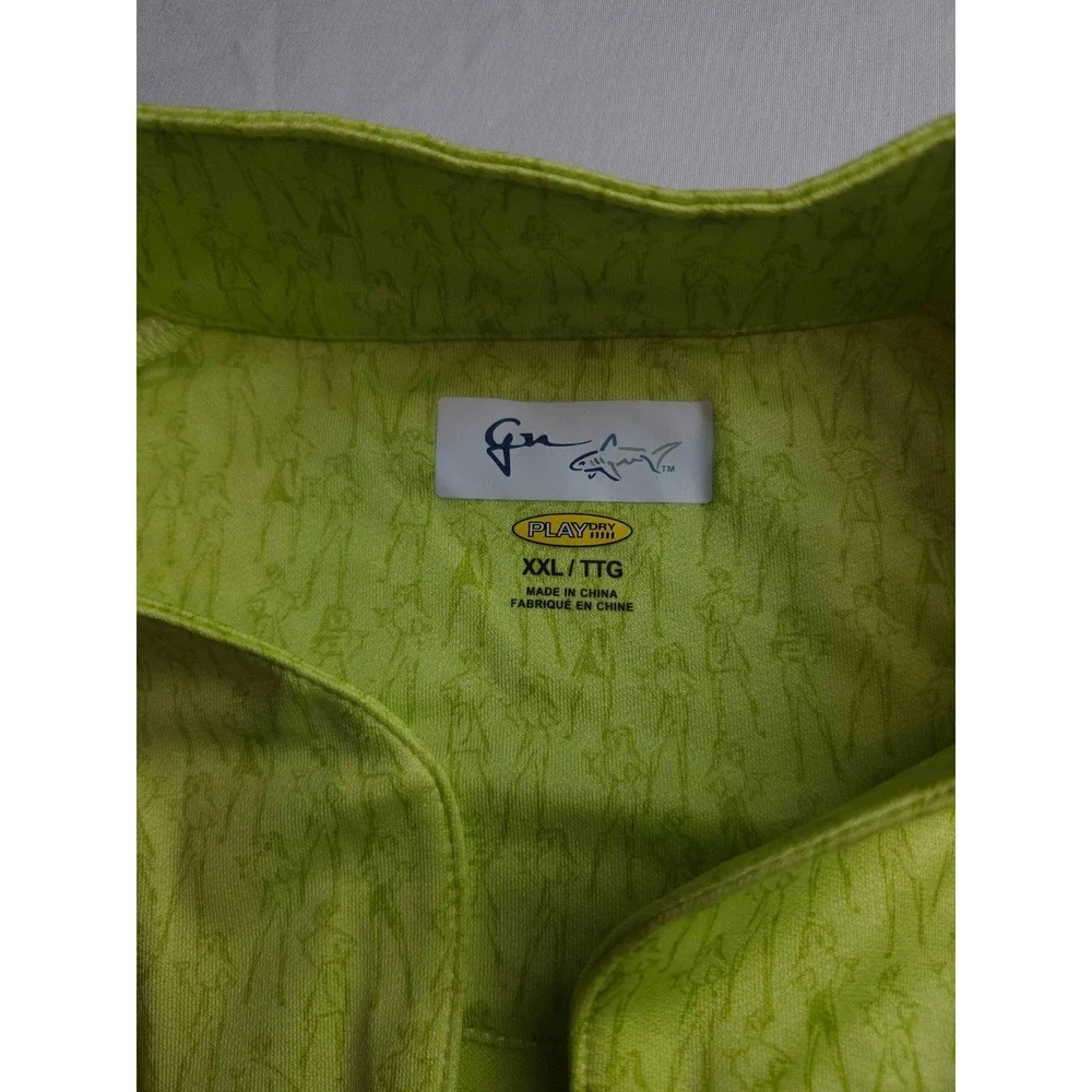 Greg Norman Polo Shirt Womens XXL All Over Print Green Golf Sporty Activewear